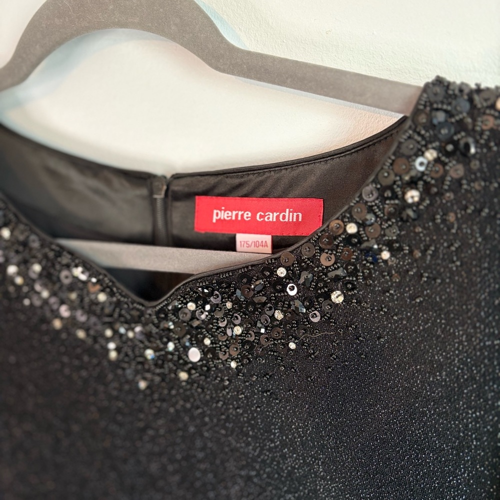 Pierre Cardin Black Long Sleeve Dress with Beaded Accents - Picture 2 of 6
